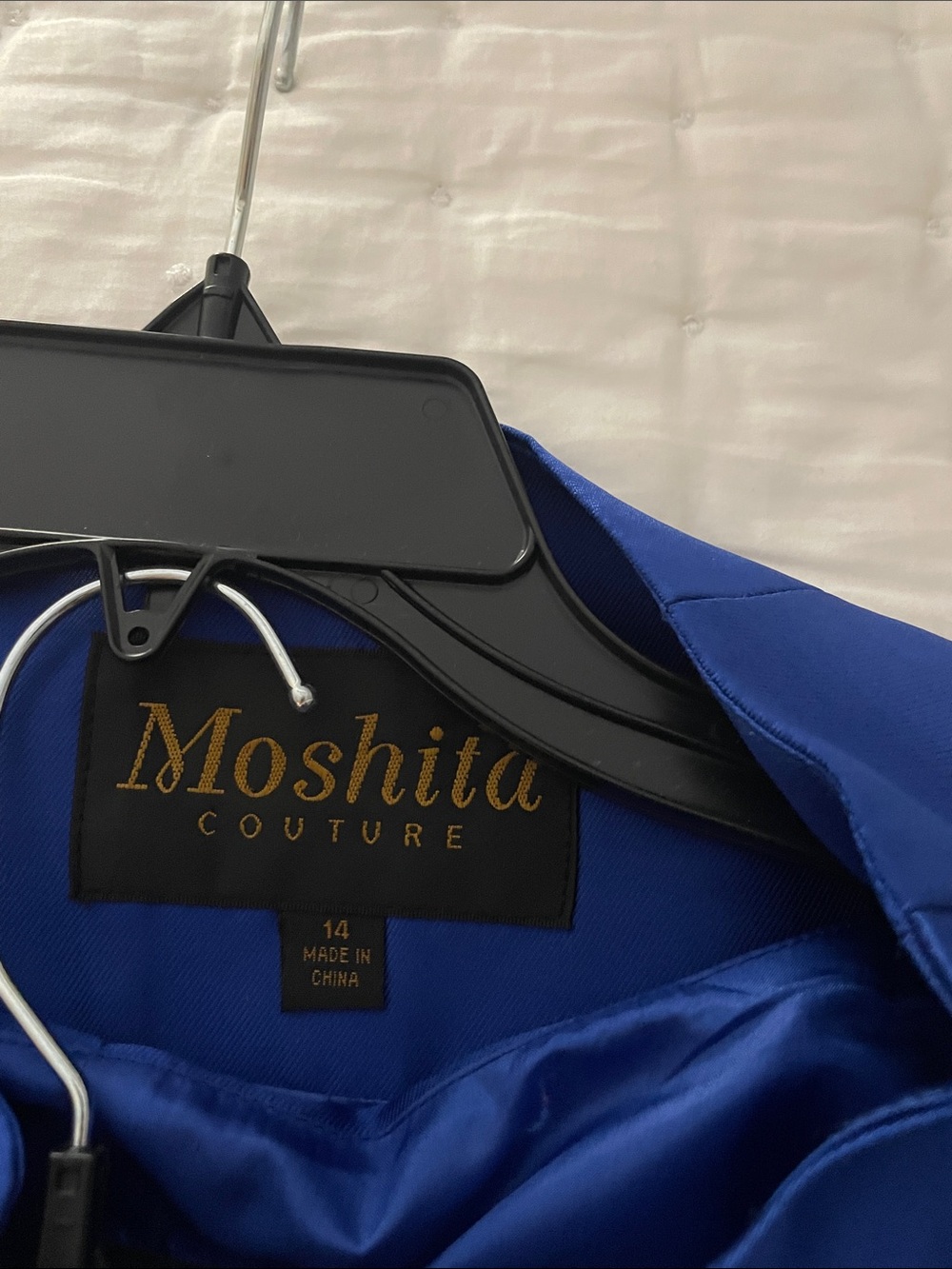 Women's Royal Blue Satin Coat with Belt and top and full length skirt. - Picture 2 of 6